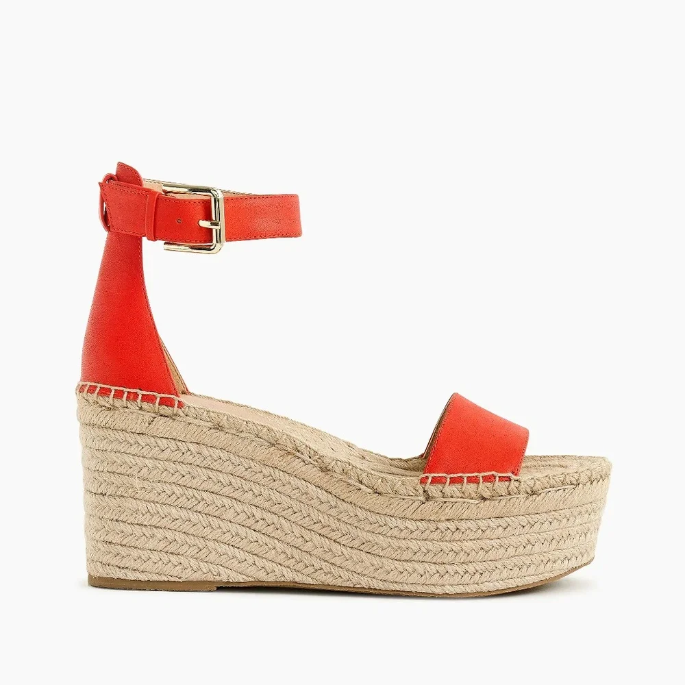 NWT J.Crew‎ Platform Espadrille Leather Sandals